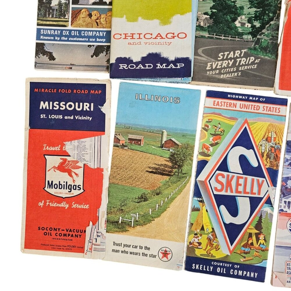 Vintage 60s 70s Fold up Road maps USA Midwest Paper GPS Houston Upcycle Crafts‎ - Picture 8 of 9